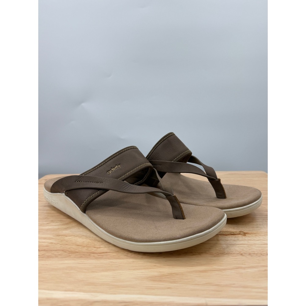 Gdefy Gimor Leather Flip Flop Sandals Arch Support Comfort Walking Thong Slides